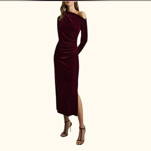 Sz 6 Reiss $240 MSRP PRELOVED Brooke Stretch Velvet Maxi Dress